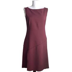 burgundy shift dresses Chic Contrast Wine Red Faux Suede & Leather Sleeveless Shift Dress